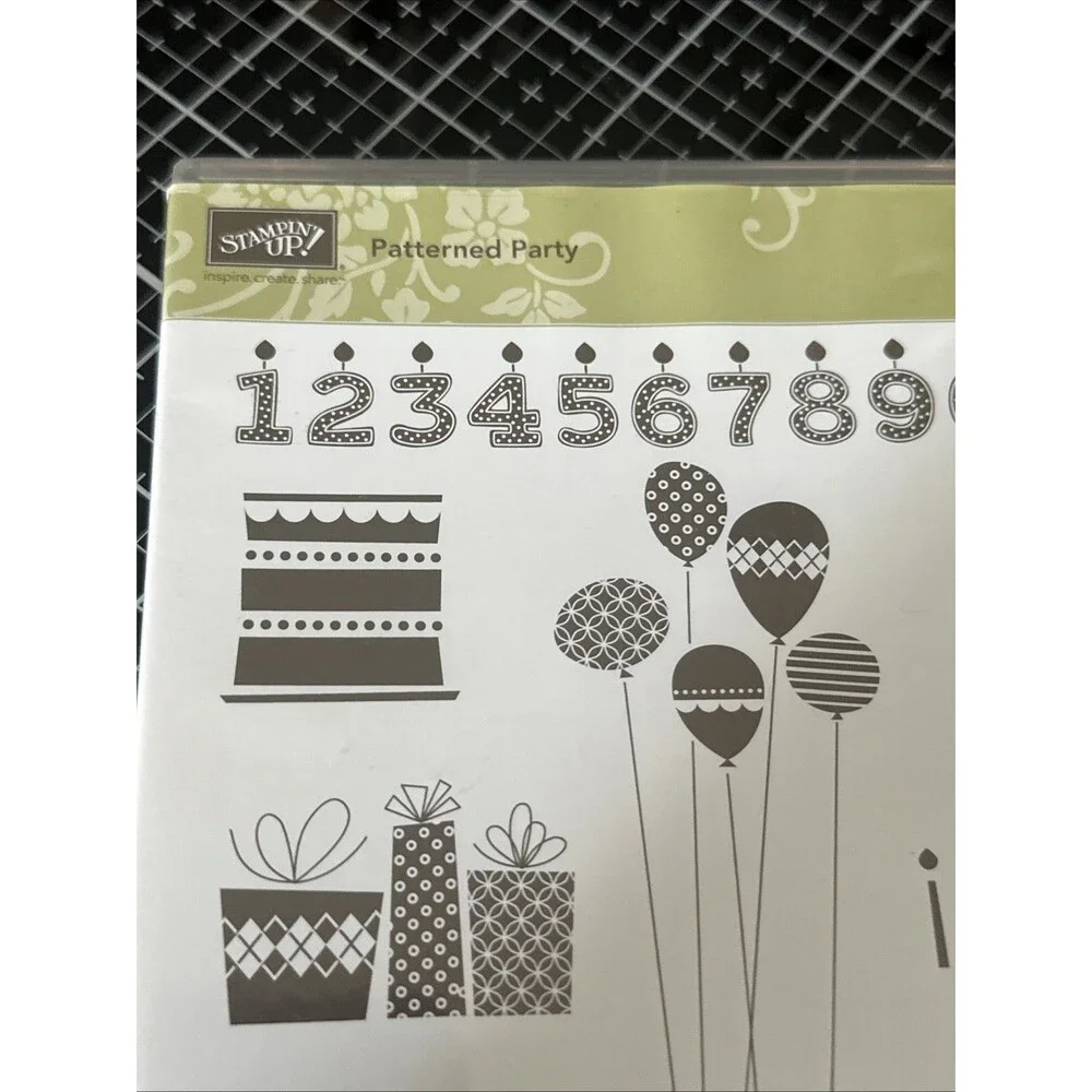 STAMPIN' UP! PATTERNED PARTY STAMP SET BIRTHDAY PRESENTS BALLOONS PRESENTS FLAGS